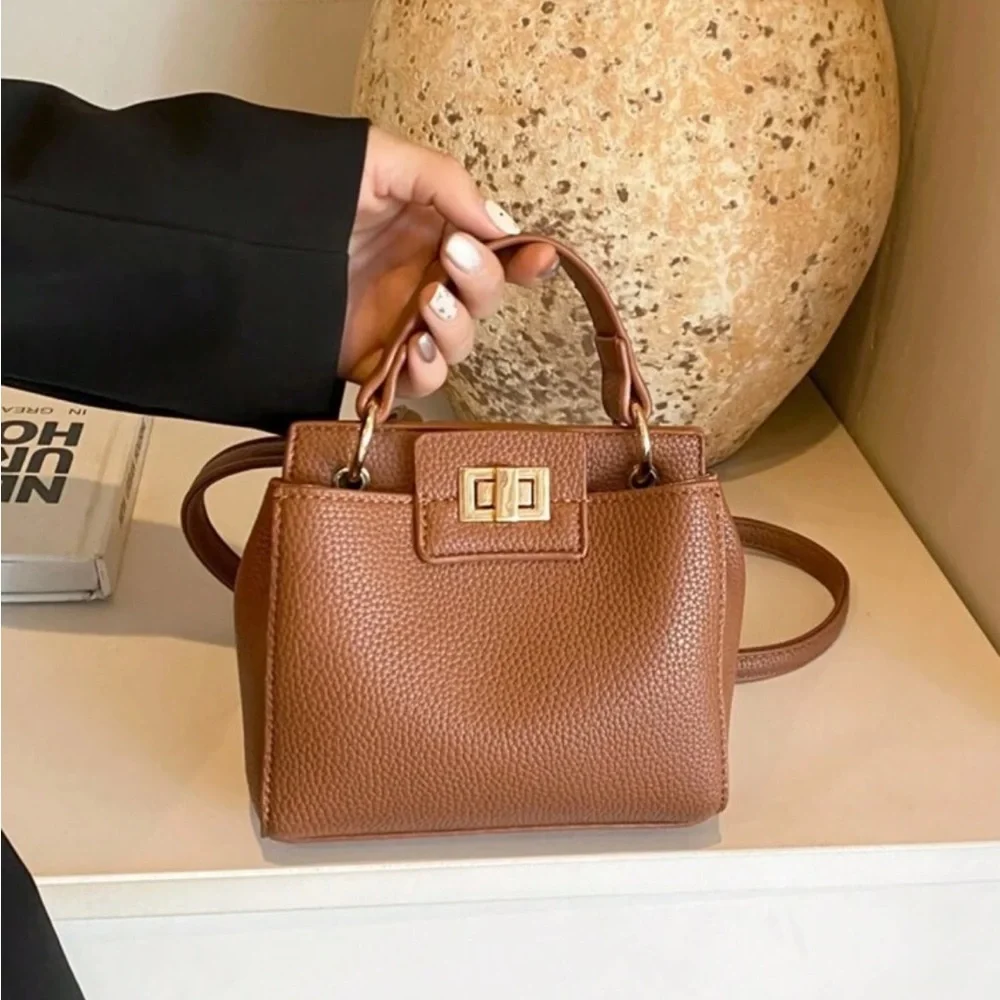 Brown Vegan Leather Handbag Crossbody